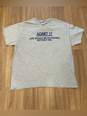 Gildan Gray T-Shirt with Navy 'Admit It' Graphic
